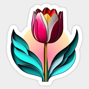 Beautiful Tulip - Papercut STyle Sticker